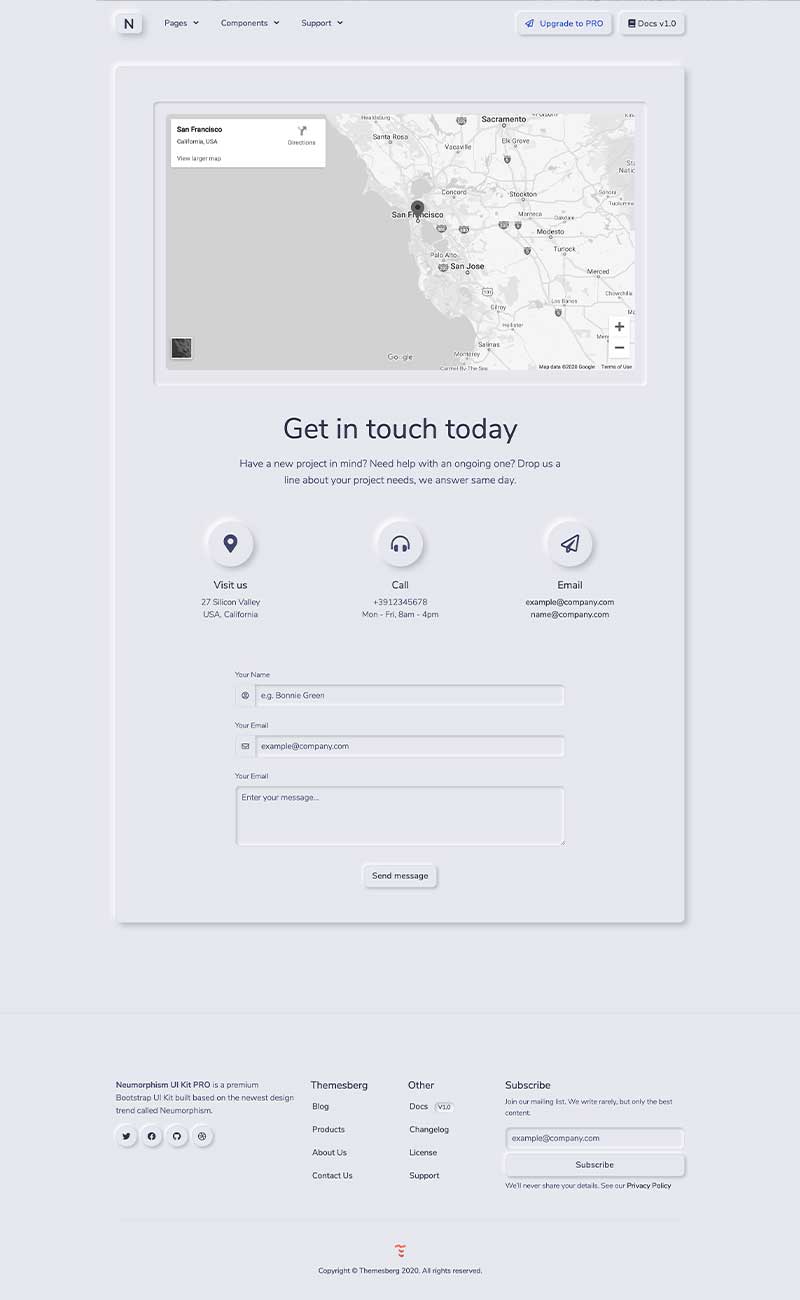Contact page preview