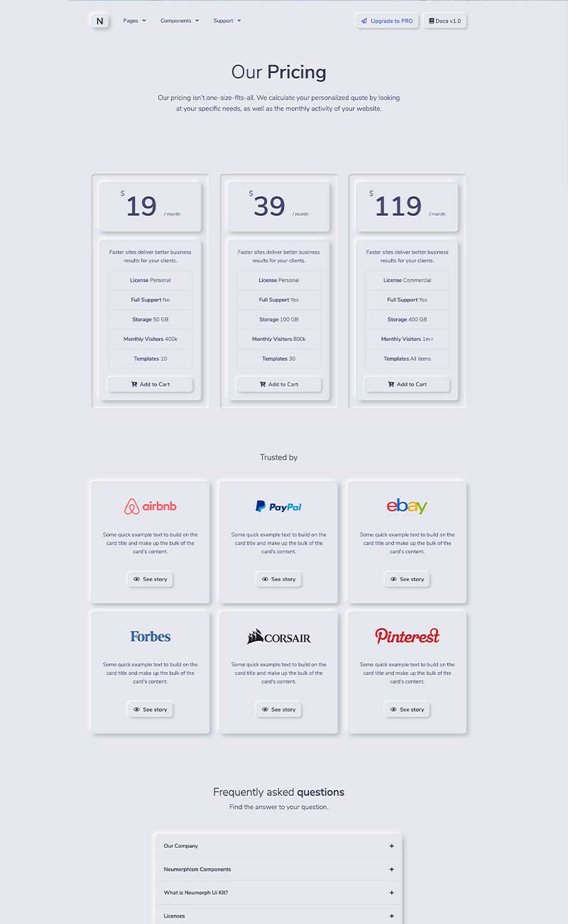 Pricing page preview